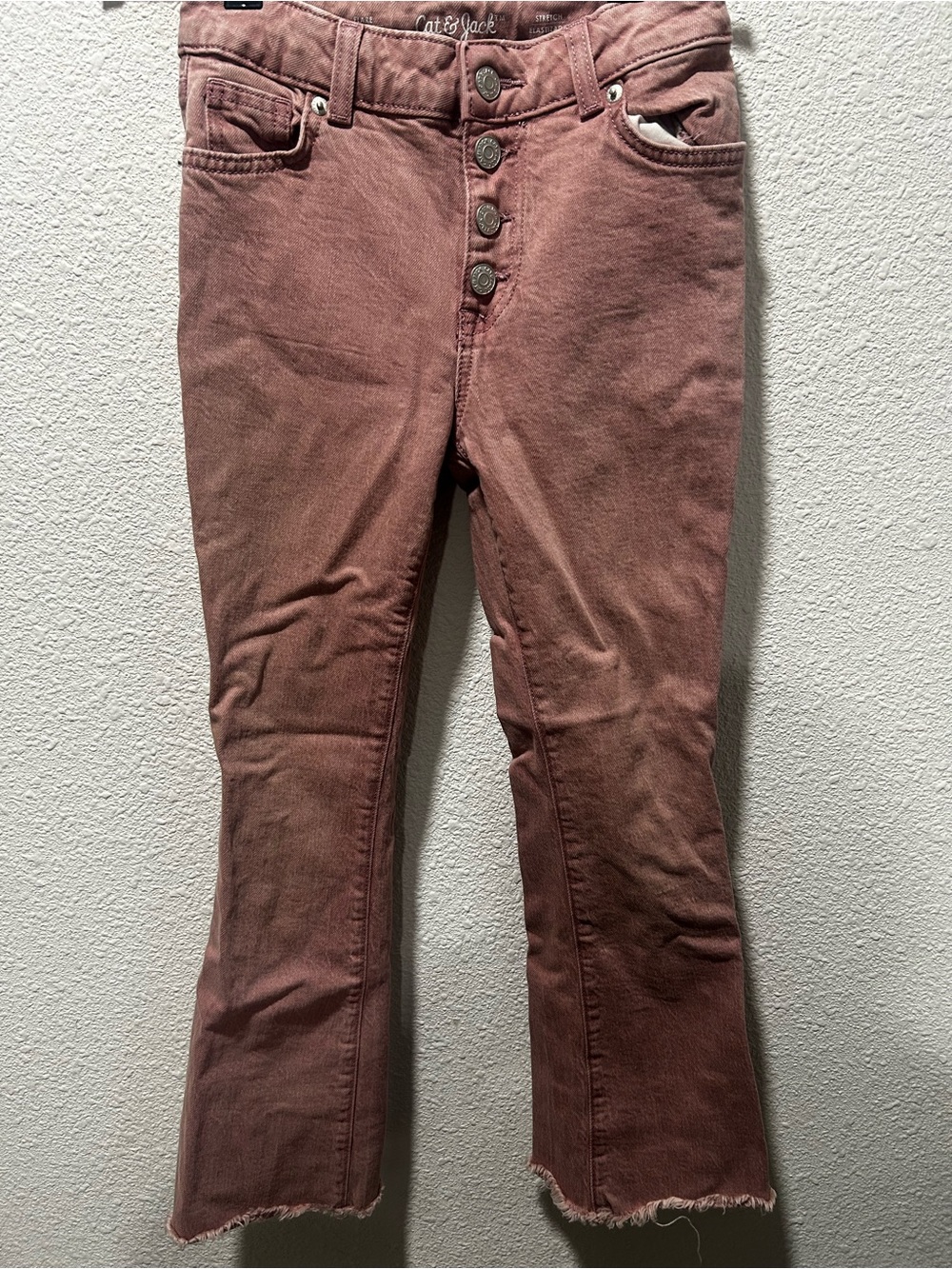 Cat & Jack kids Dusty Mauve Button-Fly flared  Jeans size 10